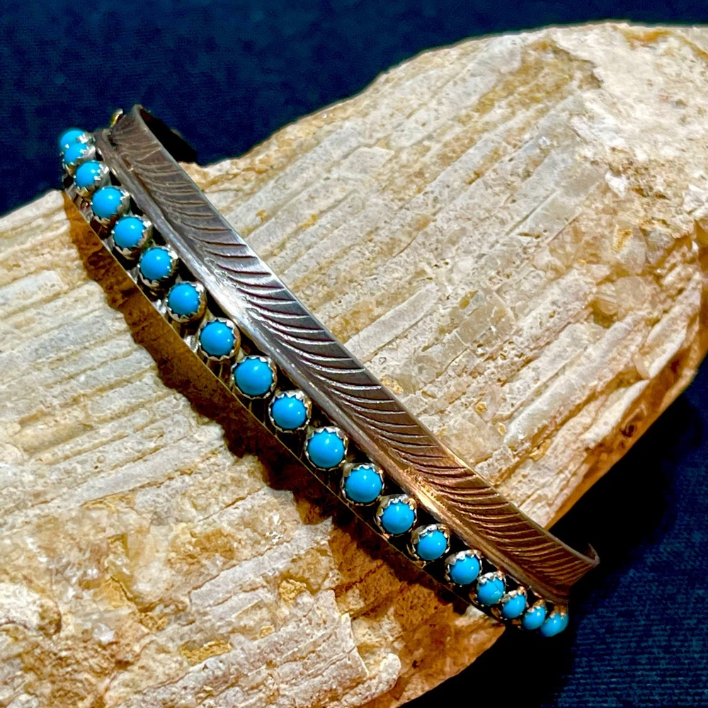 SOLD…..Navajo Feather Turquoise Cuff